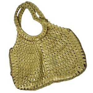 Fashion Express faux leather yellow/gold chain link handbag with handles